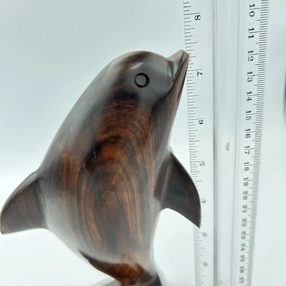 Vtg Hand Carved Ironwood Dolphin Figurine 7 1/2